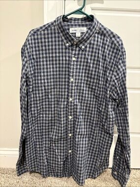 Old Navy Navy and White Gingham Button-Down Shirt